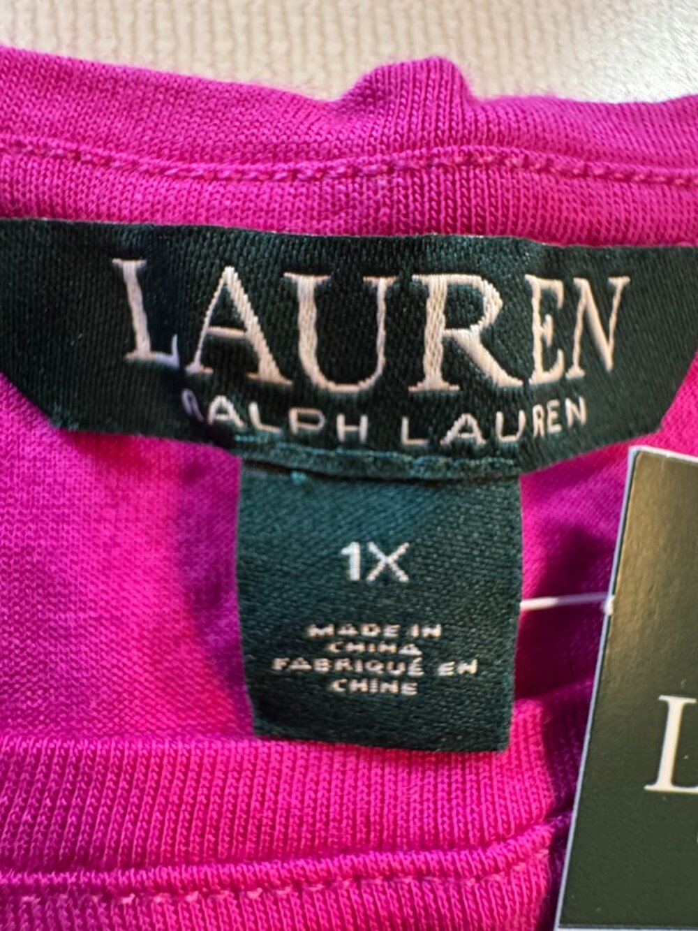 Lauren Ralph Lauren Tunic Tee Womens Size 1X Bright Pink Lightweight Side Slits - Picture 6 of 8